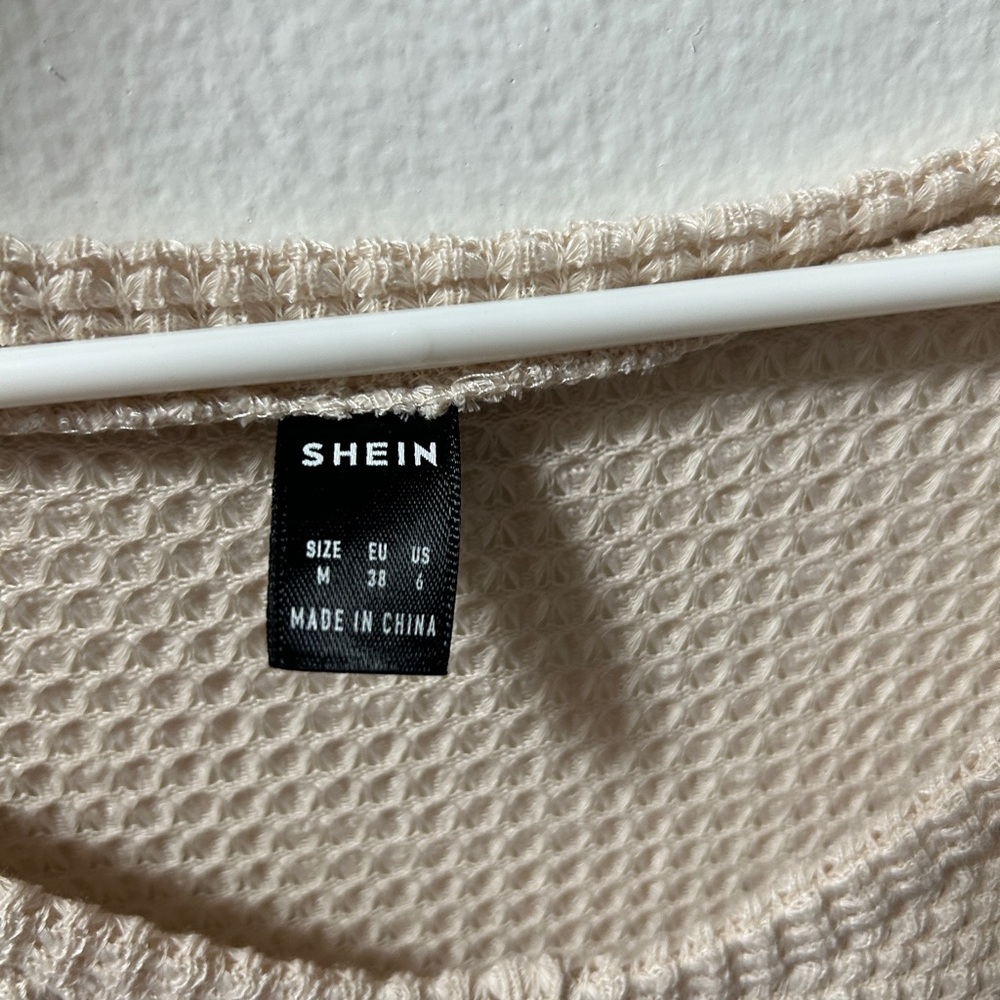 SHEIN Beige Waffle Knit Top